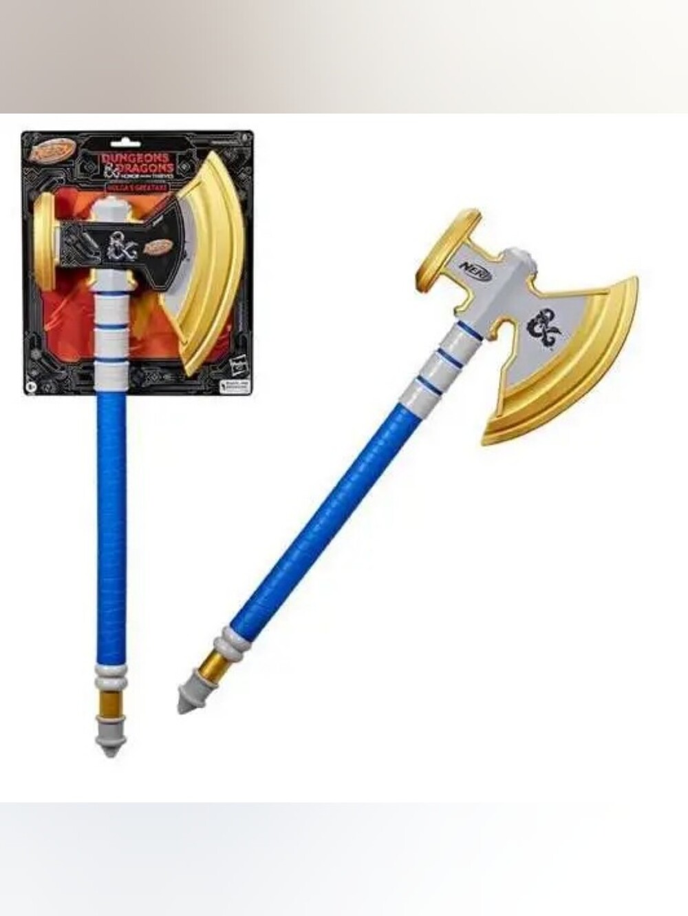 NERF: Dungeons & Dragons Blue and Gold Foam Battle Axe Toy, Costume, Halloween